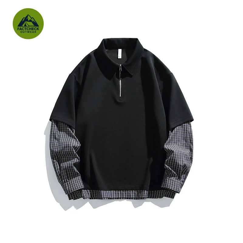 FACTCHECK High Quality EU US Size Unisex Heavy Liquid Cotton Spliced Sweatshirt, American Street Style, Moisture Absorbent