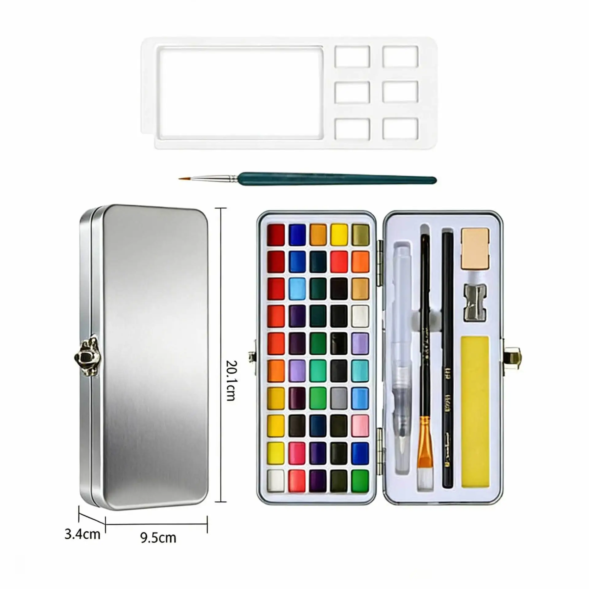Solid Watercolor Paint Set 50/72/100/168 Colors, Portable Metal Box Watercolour Pigment with Brush for Artist Students DIY
