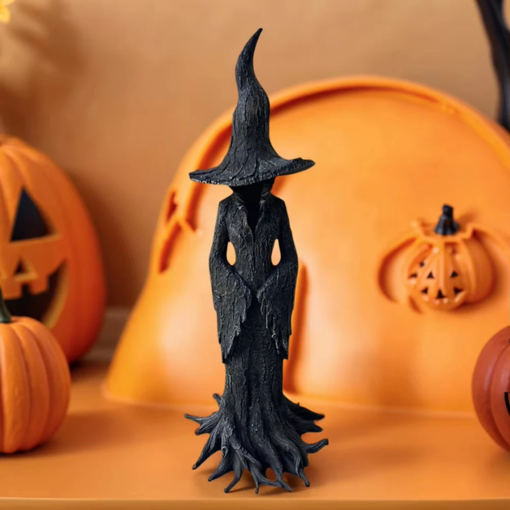 NEW HOT Cracker Barrel Witch Statue Spooky Witch Figurine Resin Ornaments Gothic Handmade Crafts for Halloween Home Party Decor
