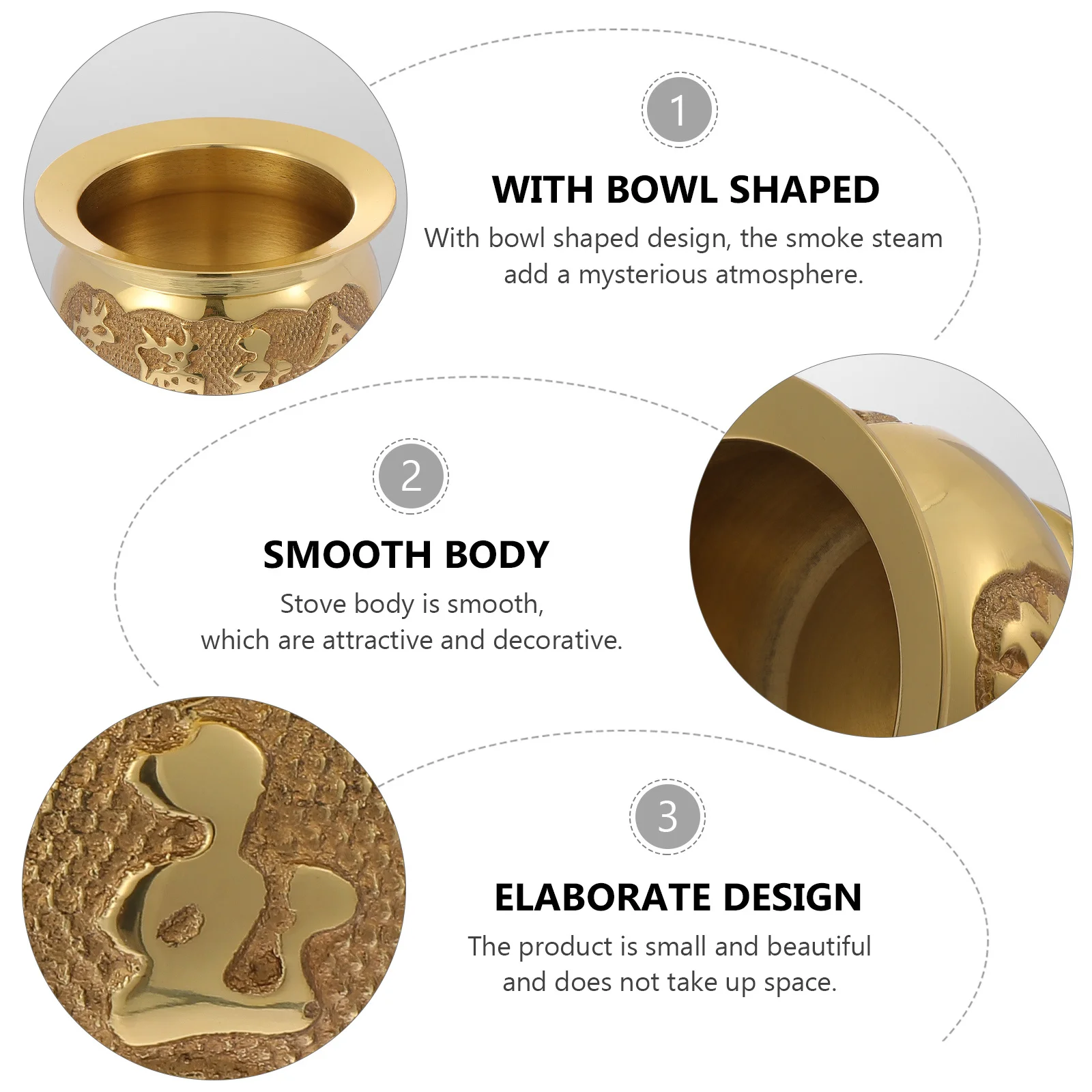 

Vintage Copper Incense Holder Practical Household Censer Warm Comfortable Feel Relaxed Home Adornment Air Purification