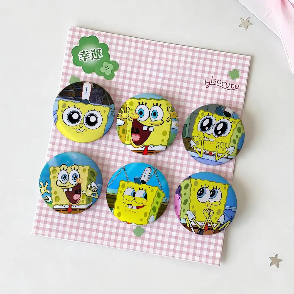 S-SpongeBob SquarePants Badges Tinplate Soft Button Pin Brooch Metal Badge Custom Jewelry Accessories Hat Bag Lapel
