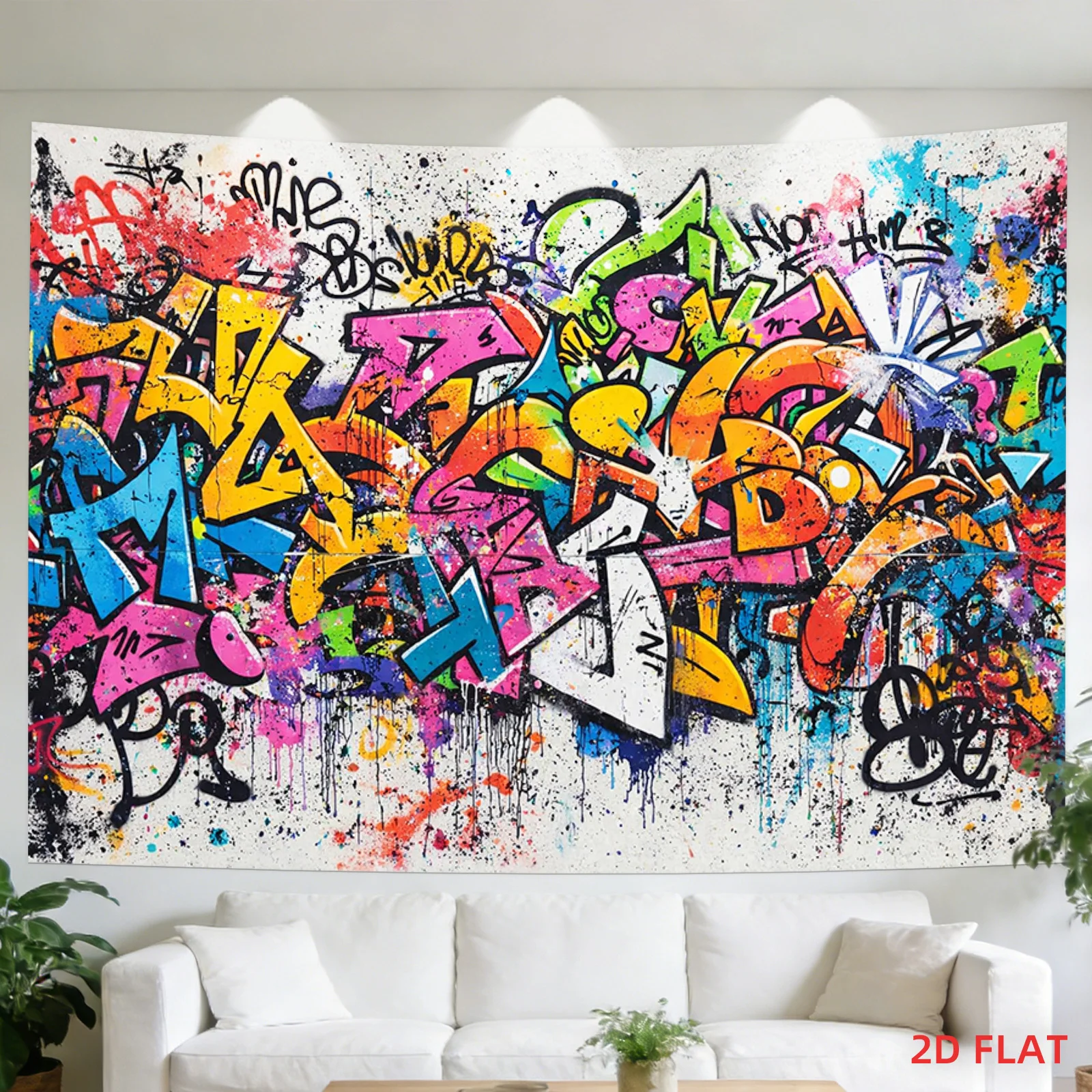 Colorful Graffiti Wall Tapestry, Urban Street Art Spray Paint Design, Hip Hop Decor for Bedroom Living Room Dorm Background