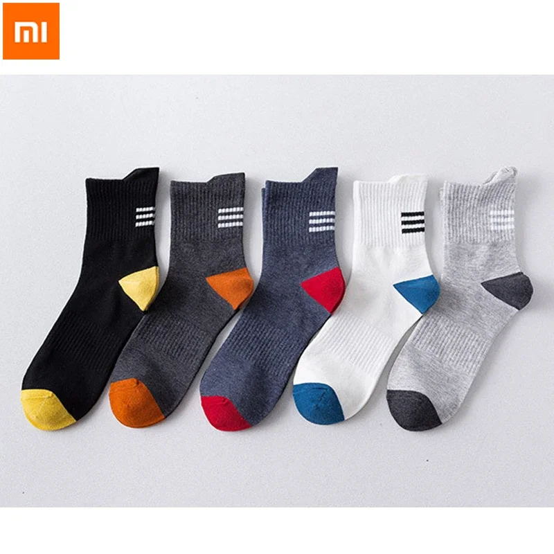 Youpin 5pcs 100% Cotton Men Socks Breathable Socks High Quality Boat Socks Black Short For Students Size 39-44