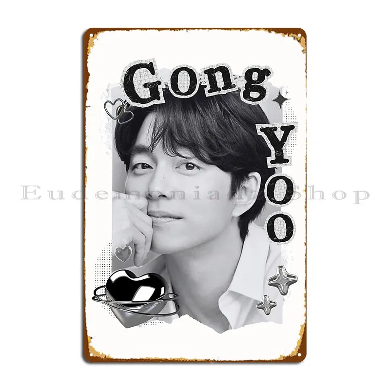 Gong Yoo Collage Iconic Black And White Portrait Metal Plaque Poster Painting Living Room Cinema Designing Cave Tin Sign Poster