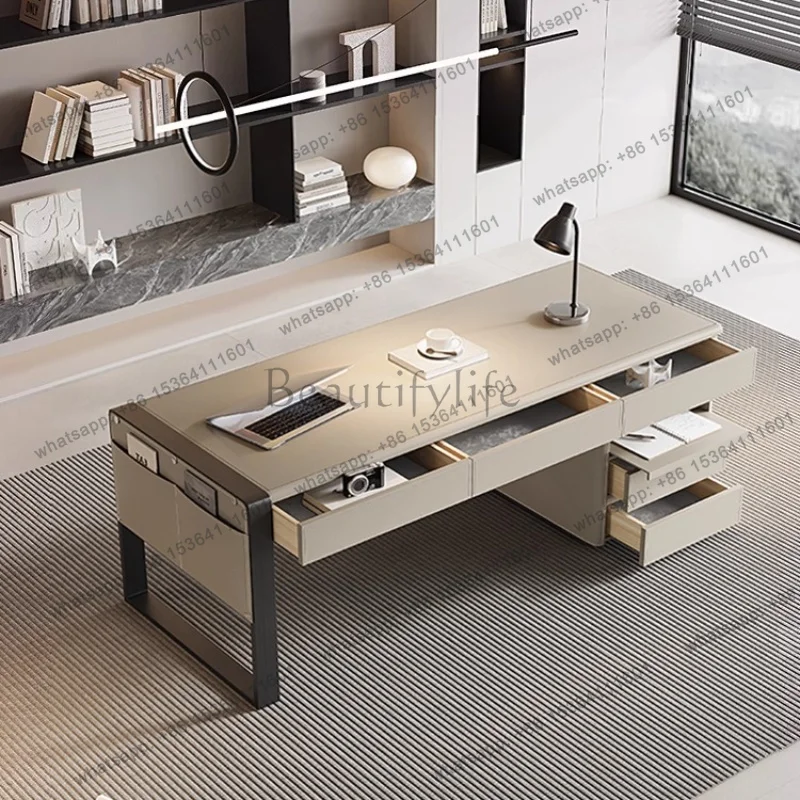 FG French Designer Accent Writting Office Desk Fashionable Computer Light Luxury Office Desk Modern Wood Home Furniture Poyta XY