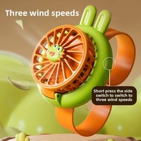Unisex Childrens Mini Fan USB Rechargeable Safety Watch Fan 3 Modes with LED Night Light Anti Pinch Fingers for 3-12 Years Old