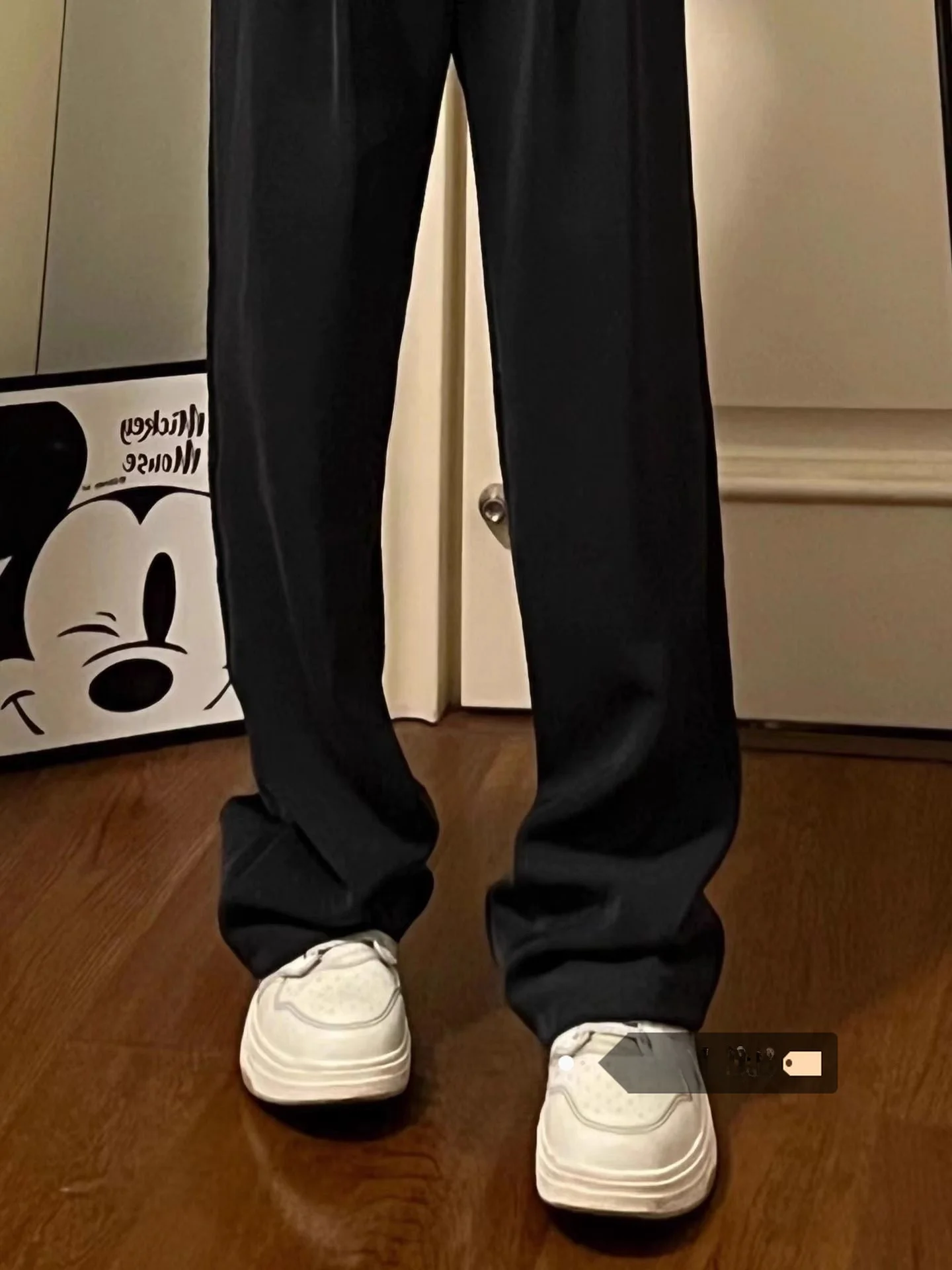 

Черные широкие брюки с высокой талией, женские зимние утягивающие повседневные брюки, длинные прямые брюки-трубы длиной до пола