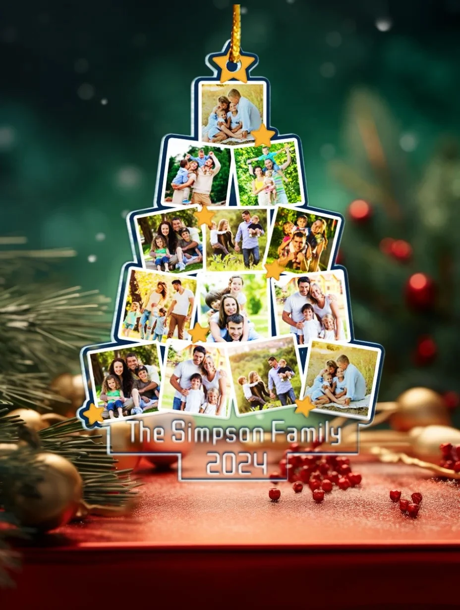 1 pz foto di famiglia natale personalizzato ornamento fotografico acrilico, regali di natale, decorazioni per l'albero di natale, regalo di famiglia famiglia mantiene