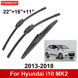 3PCS Car Wiper For Hyundai i10 MK2 2013-2018 Front Rear Wiper Blades Brushes Auto Accessories 2013 2014 2015 2016 2017 2018