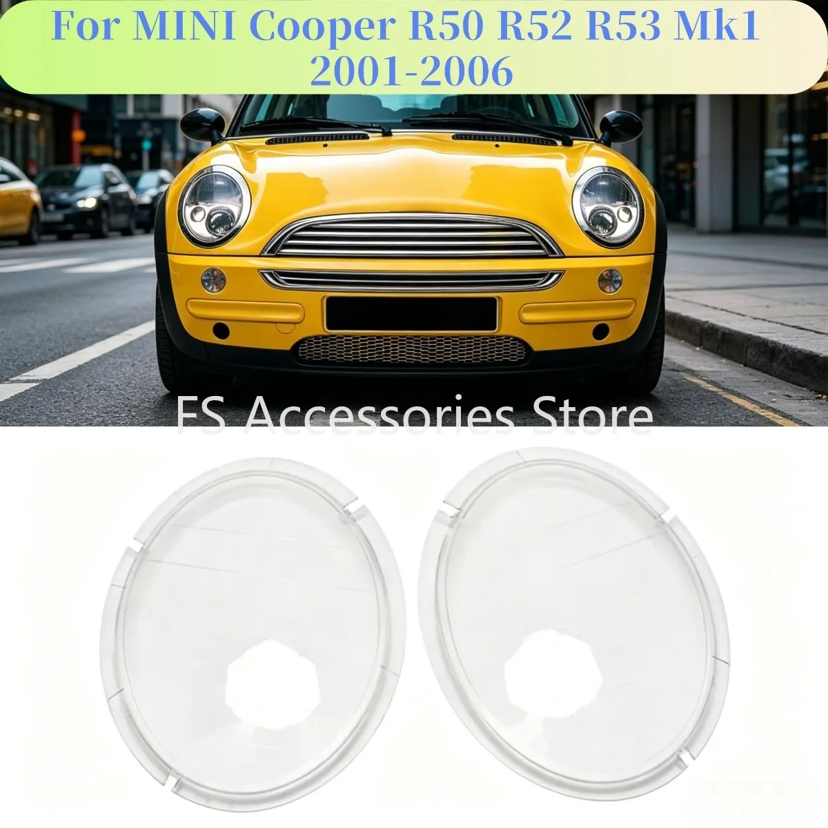 

For BMW MINI Cooper R50 R52 R53 Mk1 2001-2006 Clear Headlamp Cover Shell Lampshade Left&Right Car Front Headlight Lens Cover