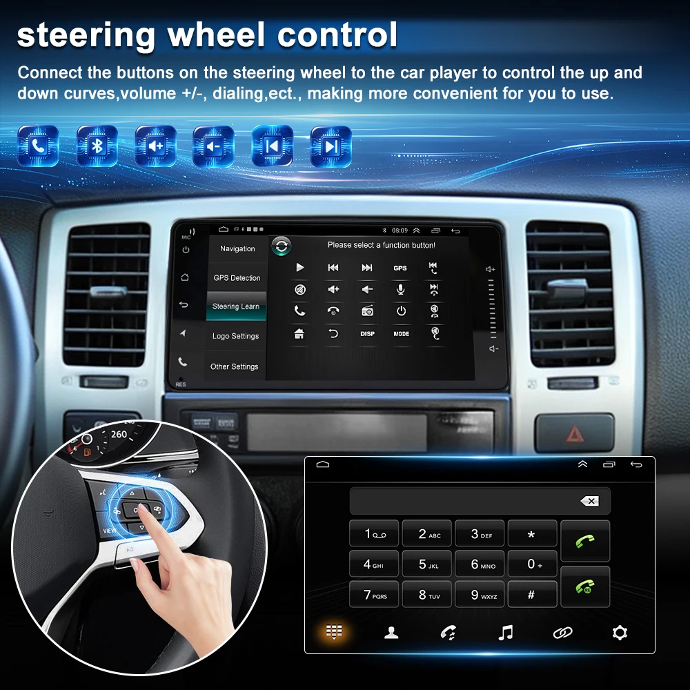 Universal 7In 2DIN Android 15 Car Stereo Radio 2G+32G For Toyota Vehicle Multimedia Player GPS Navigation With Carplay Android Auto Bluetooth AHD Camera