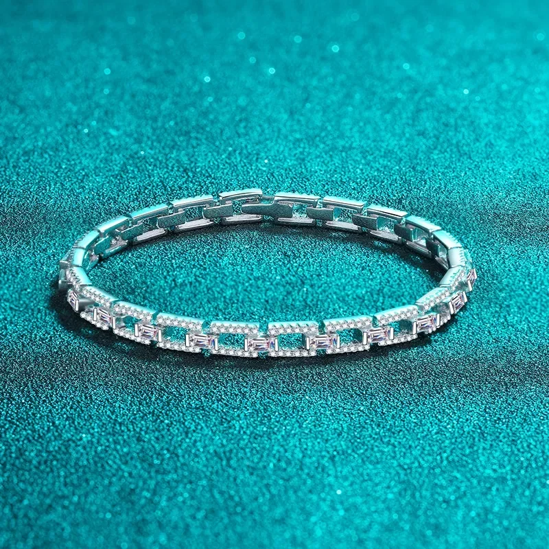 

Luxury 3ct-3.5ct Moissanite 18k White Gold Bracelet Platinum PT950 Brilliant Exquisite Female Wedding Fine Jewelry