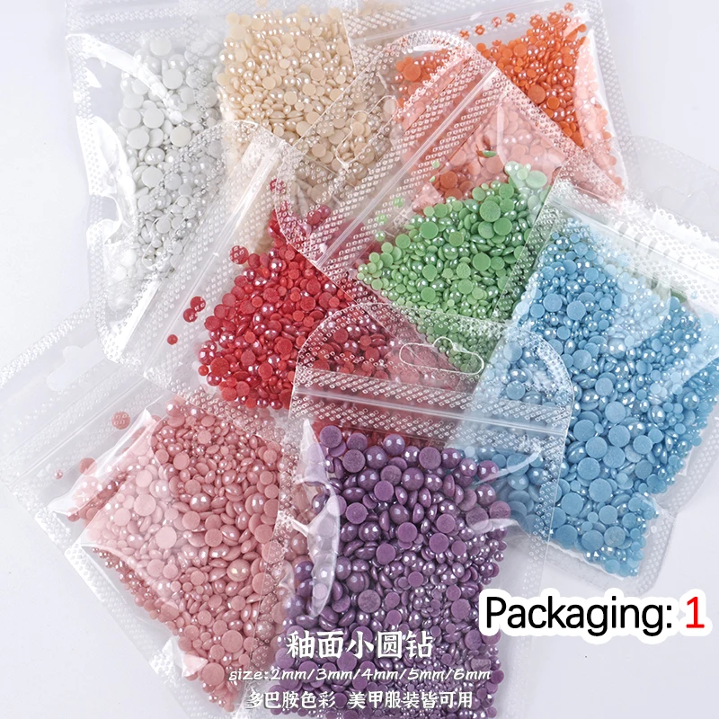 15 Color New Packing Flatback Half Round Ceramic Pearls Rhinestones Stone 1000pcs/2000Pcs DIY Nail Art Manicure Accessory