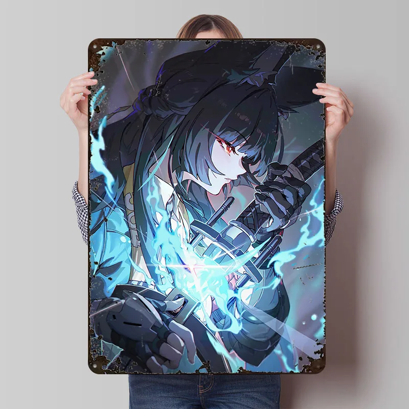 Hoshimi Miyabi Zenless Zone Zero Metal Poster Customized Wall Art Retro Vintage Tinplate Signs for Man Cave Room Accessories
