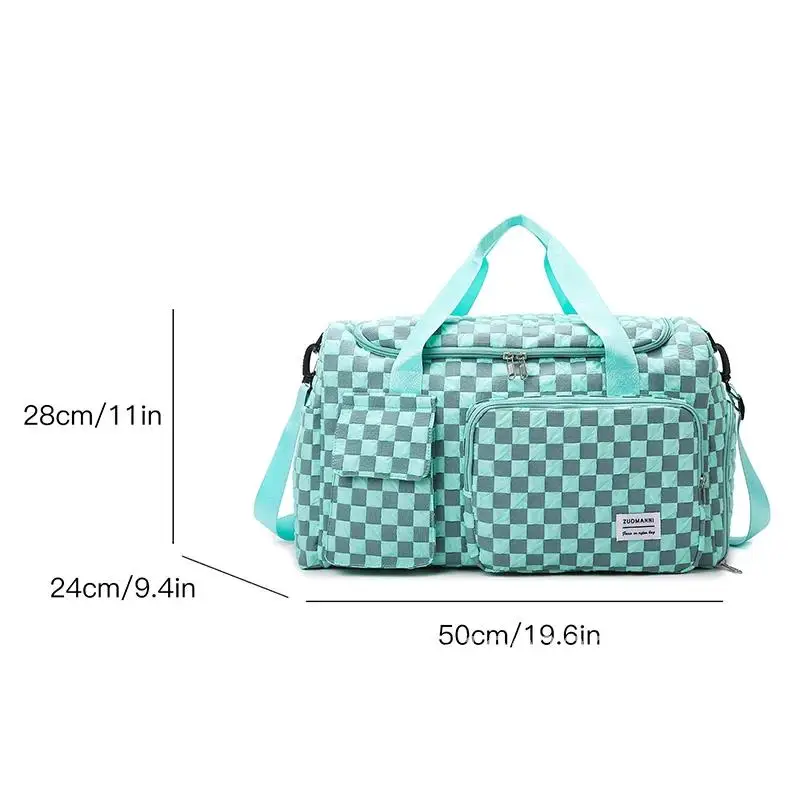 

HOCODO Duffle Capacity Checkerboard Pattern Large Handbag, Lightweight Portable Sports Luggage Storage Travel Fitness Bag Bag,