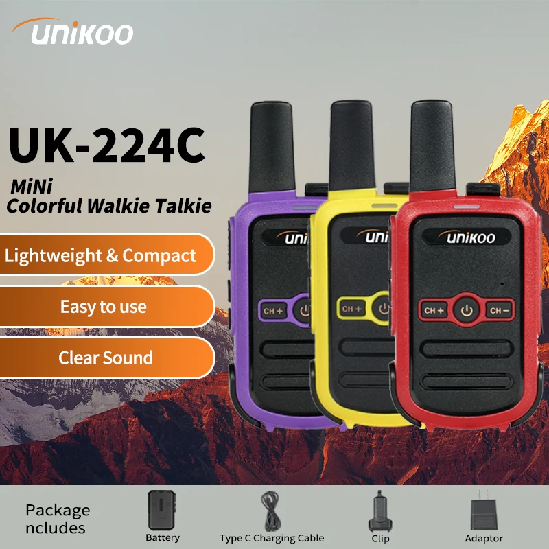 

UNIKOO Walkie Talkie UK224C 2 шт. PMR446 FRS двустороннее радио мини портативное коммуникационное оборудование PTT радио для кемпинга, охоты