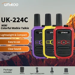 UNIKOO Walkie Talkie UK224C 2 pcs PMR446 FRS Two Way Radio Mini Portable Communication Equipment PTT Radio for Camping Hunting