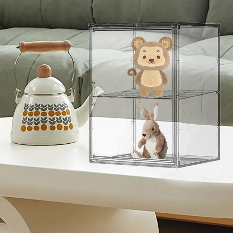 Acrylic Display Box Double Layer Acrylic Display Stand Large Capacity Doll Storage Showcase Home Storage Organization For