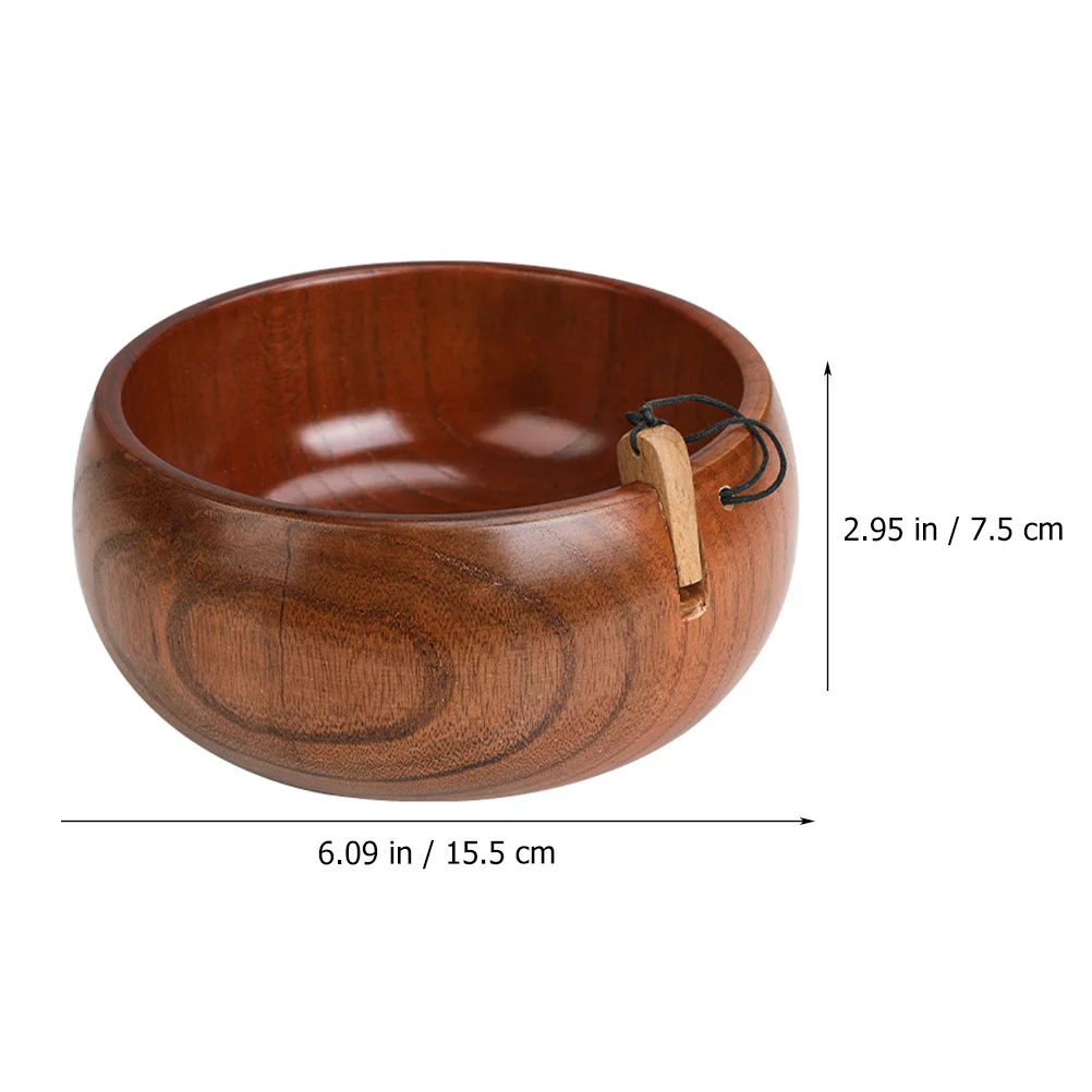 

Knitting Yarn Bowl Large Capacity Wooden Storage Container for Crocheting Tools and Yarn Balls Anti Slip Base Easy Access