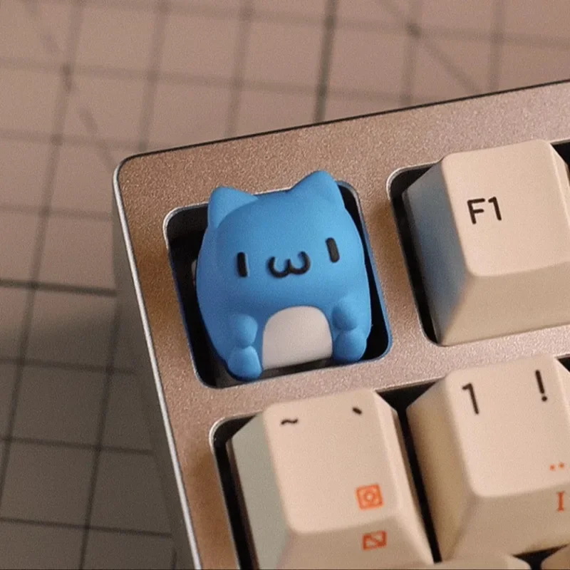 Keycap anak kucing lucu buatan tangan Resin personalisasi lucu merah muda/biru kucing Artisan Keycap Aksesori Keyboard mekanis disesuaikan
