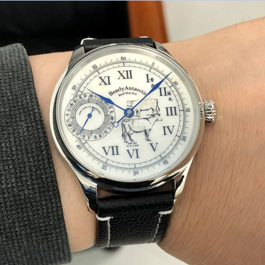 41mm GEERVO Hot Pot Feast Conch Dial Blue Hands ST3600 Watch Mechanical Wind Movement Pilot Men's Watches GR0804-26