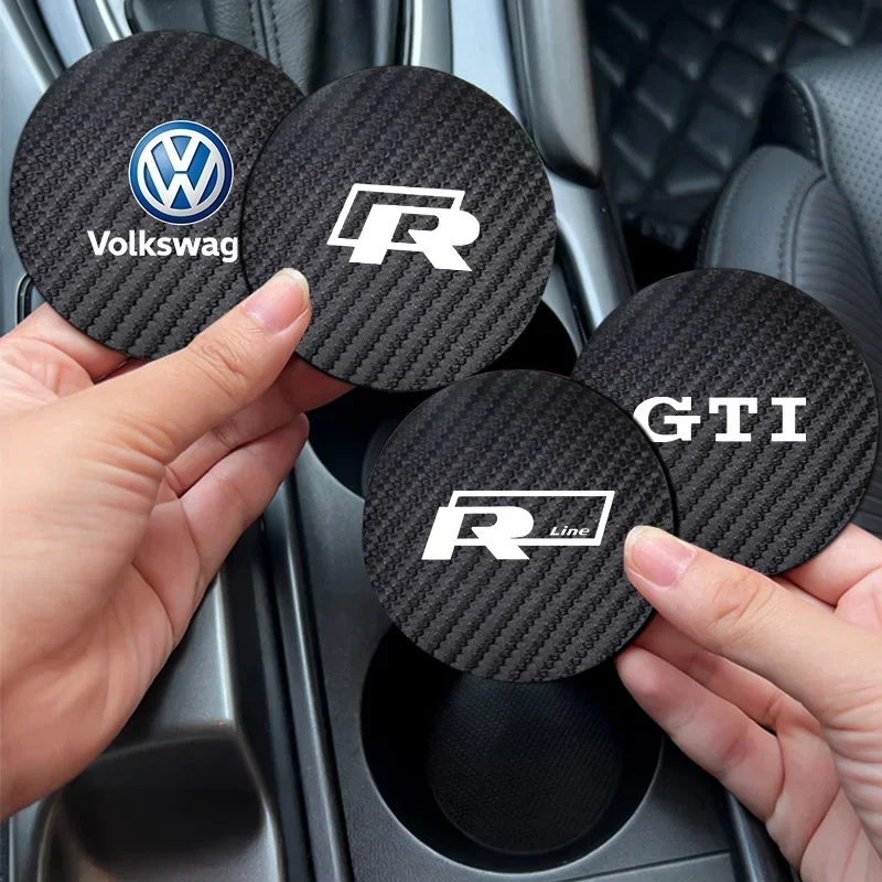 2Pcs Car Cup Holder Pad Anti Noise Coaster Interior Decoration For VW GTI Polo Golf Passat Tiguan Arteon Touareg CC Taigo Caddy