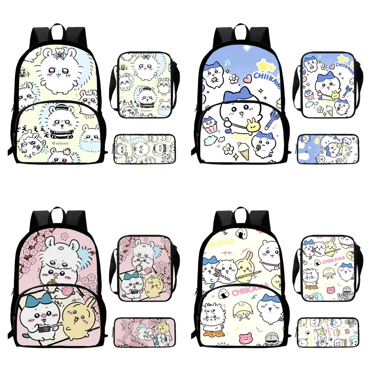 Chiikawa Child School Backpack with Front Pocket,Shoulder Bags,Pencil Bags for Aged 5-10,Cartoon School Bags for Boys Girls