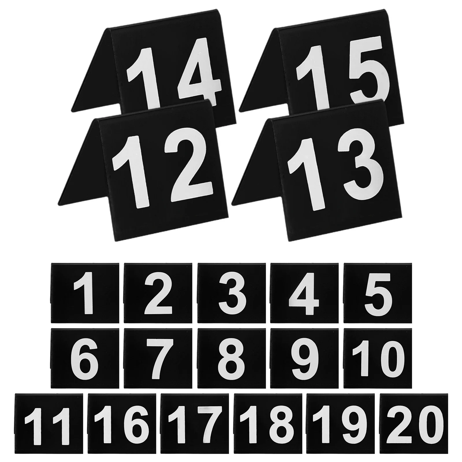 

20pcs Table Numbers Double Sided Acrylic Standing Table Tents 1-20 For Wedding Banquet Reception Desk Decor Kitchen Bar Supplies