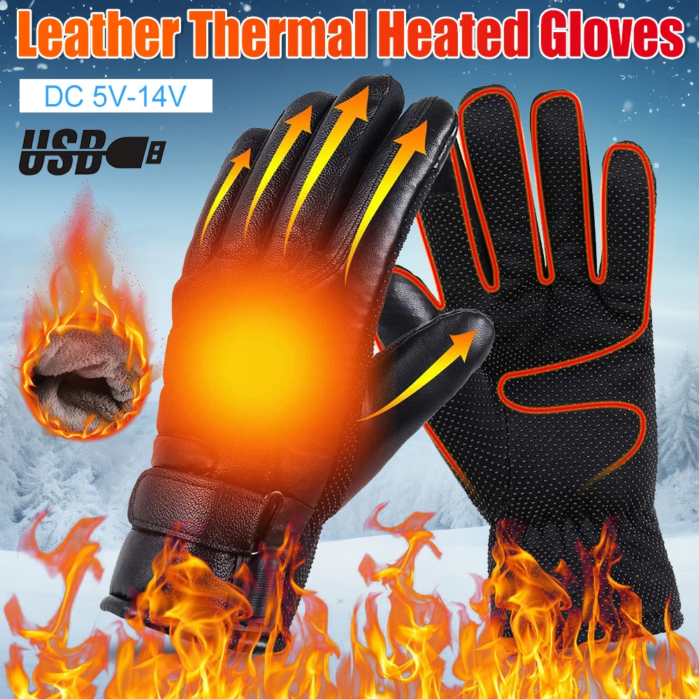 Guantes calefactables eléctricos, guantes térmicos con calefacción para invierno, guantes con pantalla táctil USB, guantes de Moto calentados impermeables para esquiar y hacer senderismo, nuevo