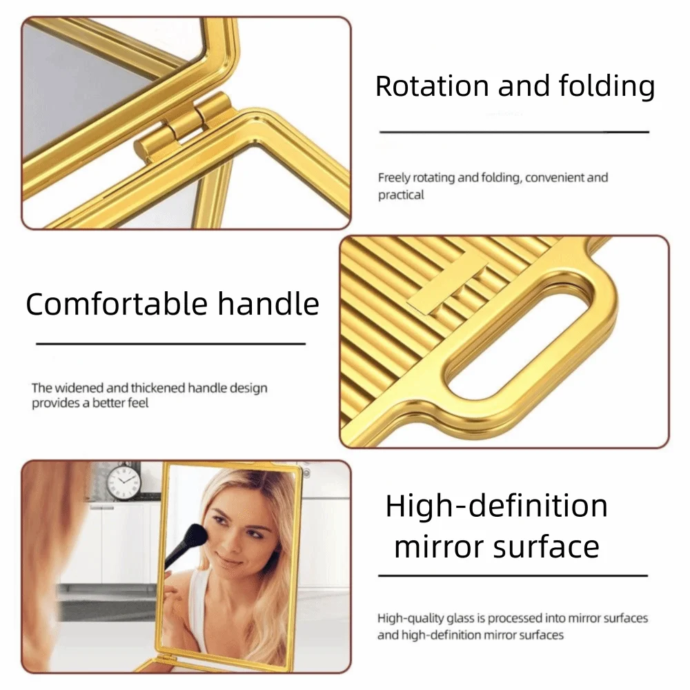 Double-Sided Hairdressing Handheld Mirror High Definition Portable Foldable Salon Mirror Rearview Styling Mirror Tools