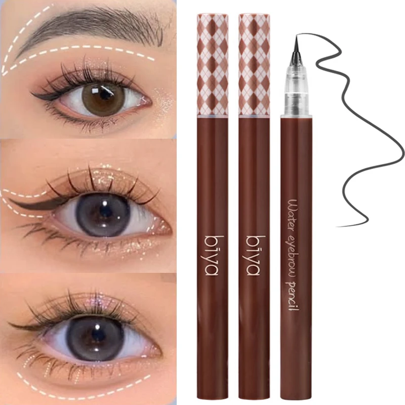 1PC Water Liquid Eyebrow Pen Waterproof Fine Tip Eyebrow Tattoo PencilEyeliner Lying Silkworm Ultra Fine Liquid Eye Brow Pencil