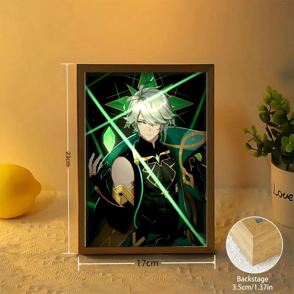 Genshin Impact Light Painting Picture Frame For Bedside Led Table Lamp Friends Gift Living Room Decor LED Night Lights Mood Lamp