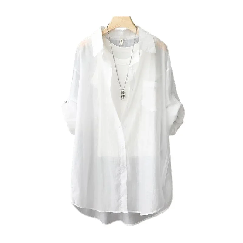 Female New 2026 Summer New Very Fairy Sunscreen Shirt Versatile Shirt Jacket Breathable Thin Micro-transparent Sunscreen Clothes