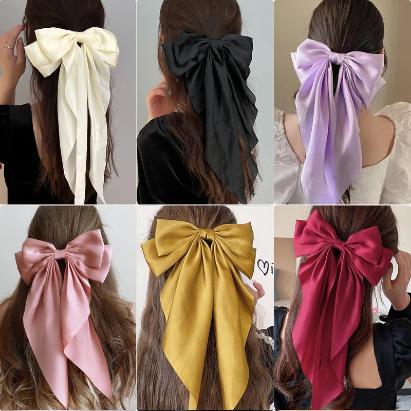 Pinza para el pelo con lazo para mujer, pasadores con lazo, pinza para cola de caballo de primavera con manchas sólidas, diadema, accesorios para el cabello, regalo