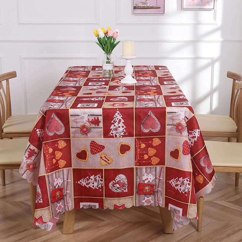 150x220cm European Style Fashion Printing Christmas Decor Tablecloth Home Dust Oil-proof Tablecloth Festive Party Scene Layout