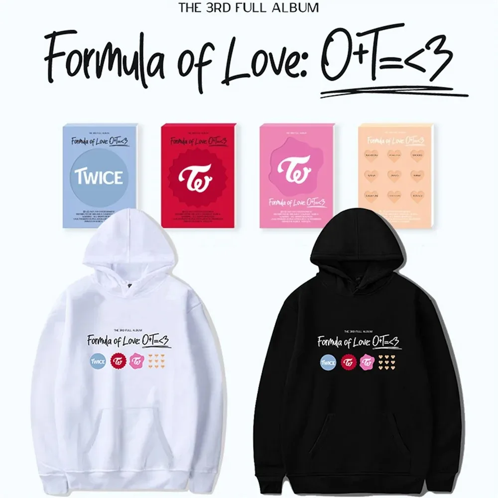 

Y2KTwice-Women's Formula of Love Hoodies, Kpop Hip-Hop Sweatshirts com Veludo, Outono e Inverno Vestuário