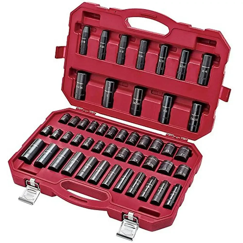 48pc Impact Socket Set Metal Finish Durable Case Lifetime Guarantee