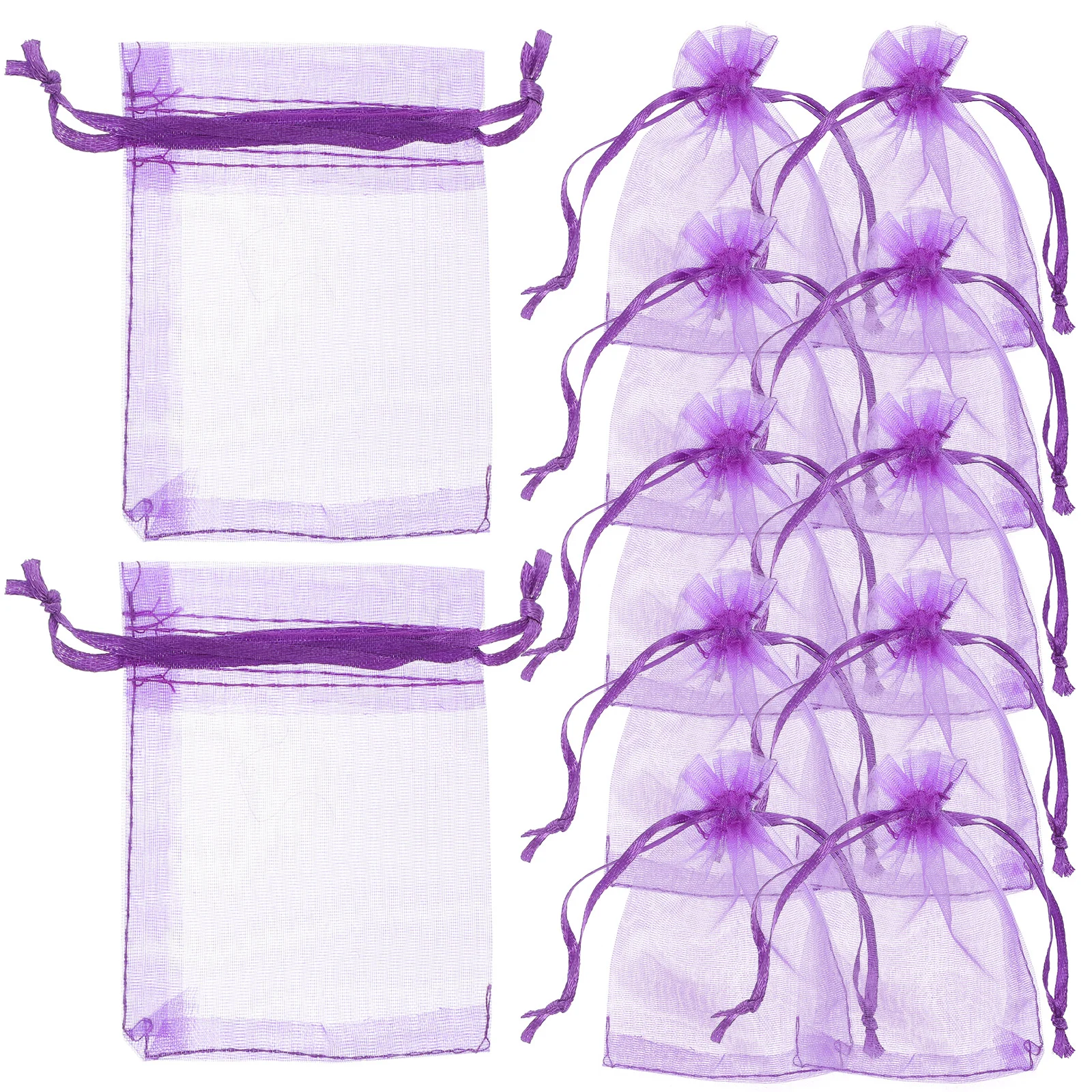 

100 Pcs Clear Bags for Gifts Organza Lavender Candy Storage Present Small Drawstring Purple Pouches