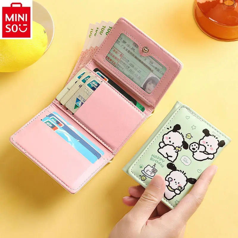 MINISO Disney Cartoon Winnie Bear Short Wallet Cute, Sweet, Thin Girl Wallet Card Bag Girl Heart Zero Wallet