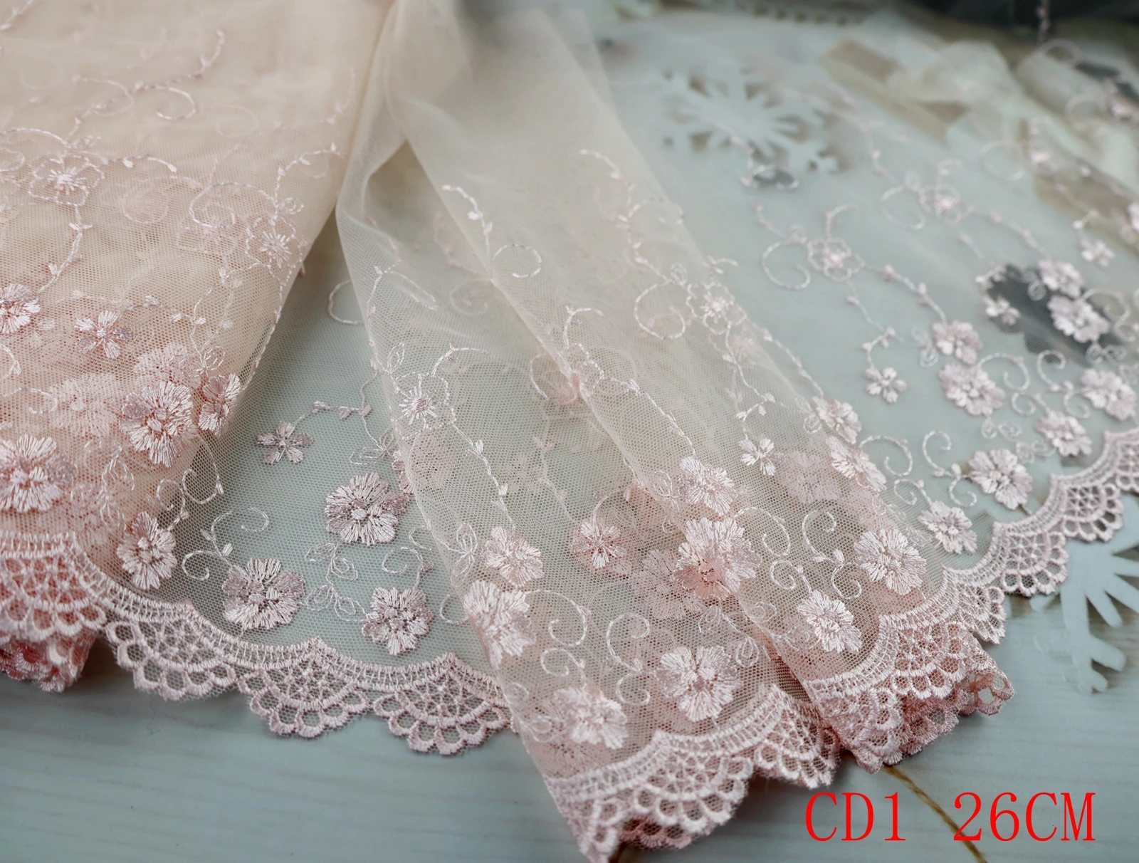 Wholesale Lot 1 Yards Delicate Embroidered flower Pink/Purple/Red/White/Black tulle lace trim DIY/sewing/Wedding Lace 03