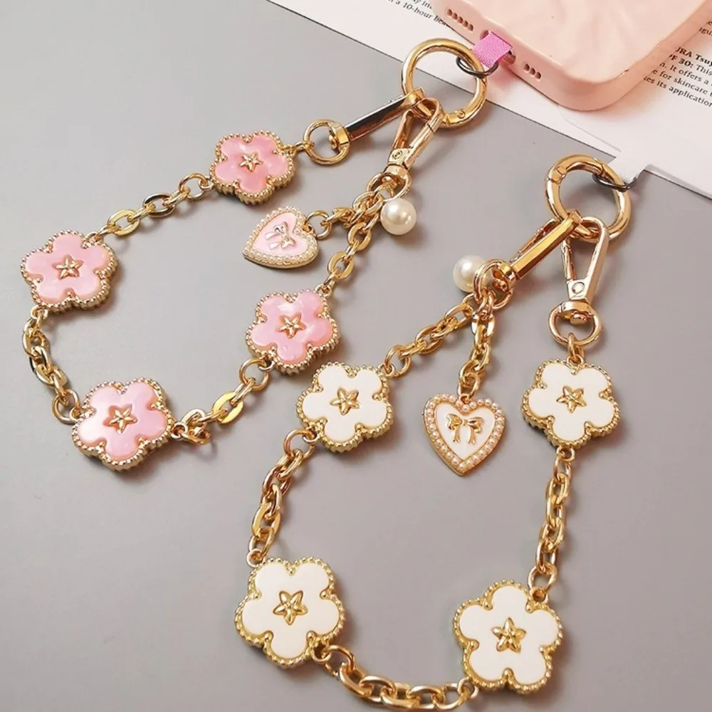 

Flower Mobile Phone Strap Metal Chain Pendant Cell Phone Chain Handheld Short Mobile Phone Lanyard New Year Gift