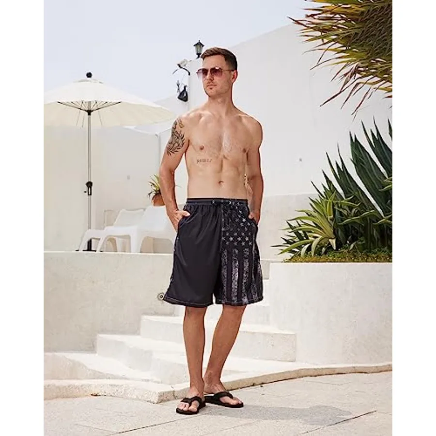 Mens Swim Trunks Quick Dry Board Shorts with Mesh Liner, Breathable Big and Tall Beach Shorts Swimwear Bathing Sui