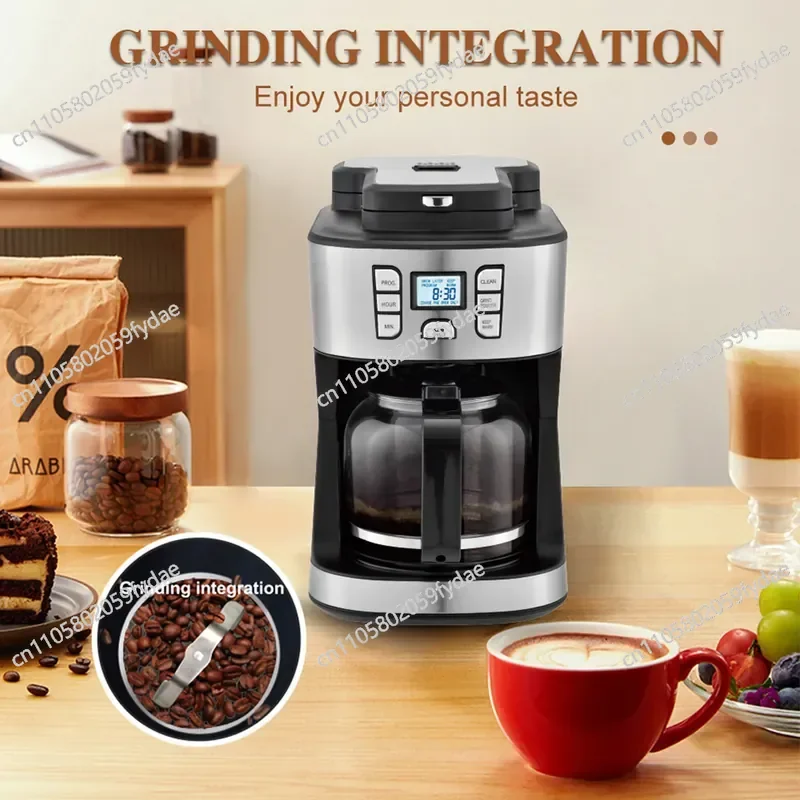 New Fully Automatic Drip Coffee Machine with Automatic Grinding Function, Reservation Mode Available