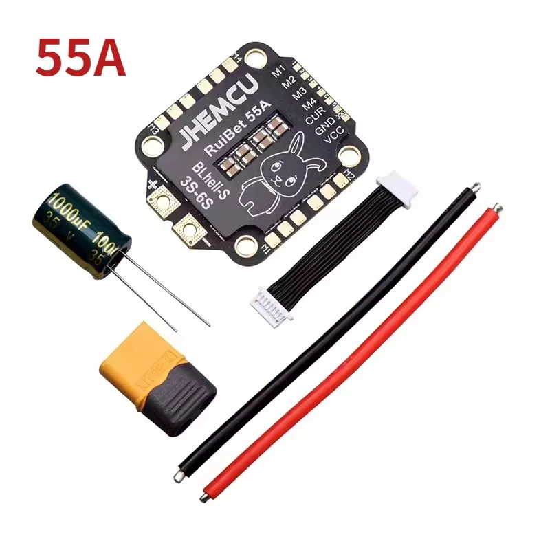 JHEMCU RuiBet 45A 55A ESC BLHELI_S Dshot600 4in1 Brushless ESC 3-6S 30.5X30.5 M4 for RC FPV Freestyle Flight Controller Drone