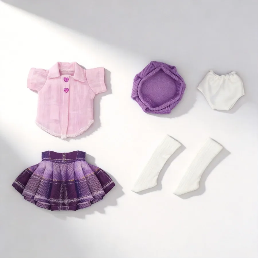 

1/6 SD BJD Doll Clothes Purple JK Uniform Skirt New Chinese Style Multi-piece Doll Outfit for 30cm