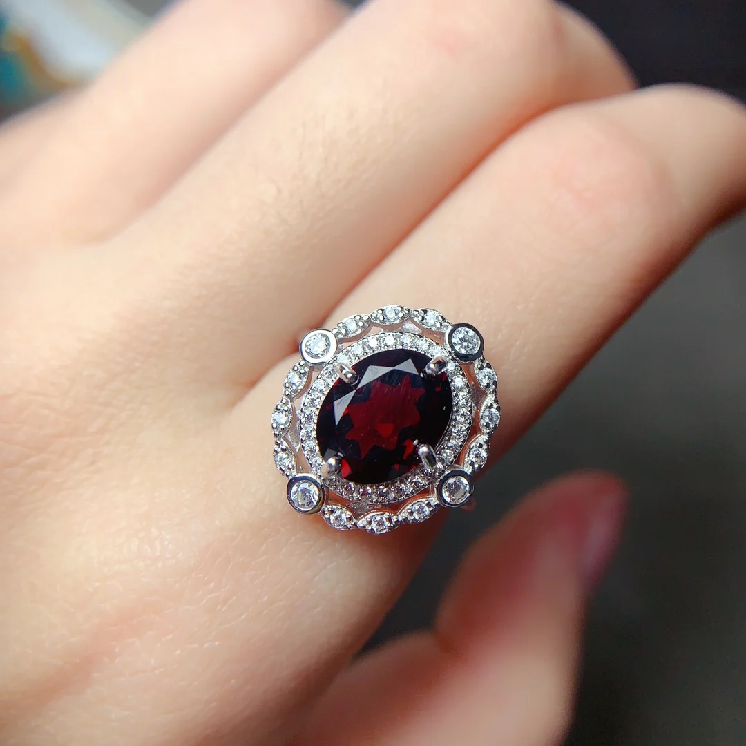 

Dating Ring Silver 925 Engagement Ring Women's Luxury Jewelry Free Shipping Garnet Natural Stone Ring Women's original Sterling