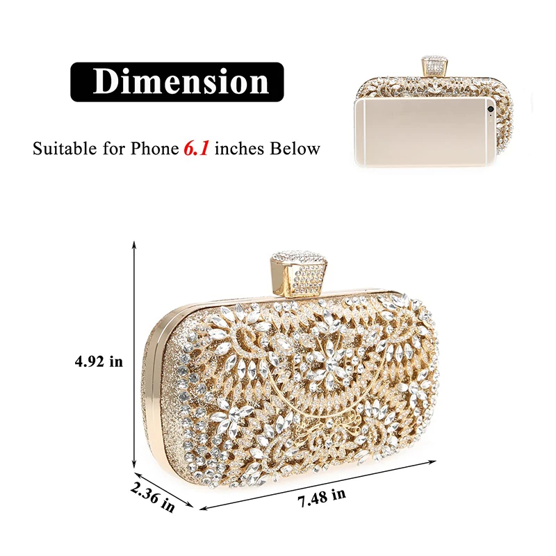 Womens Sparkly Rhinestone Sequin Glitter Bag Evening Clutch Luxury Handbag Elegant Shoulder Bags Purse For Wedding Party Prom