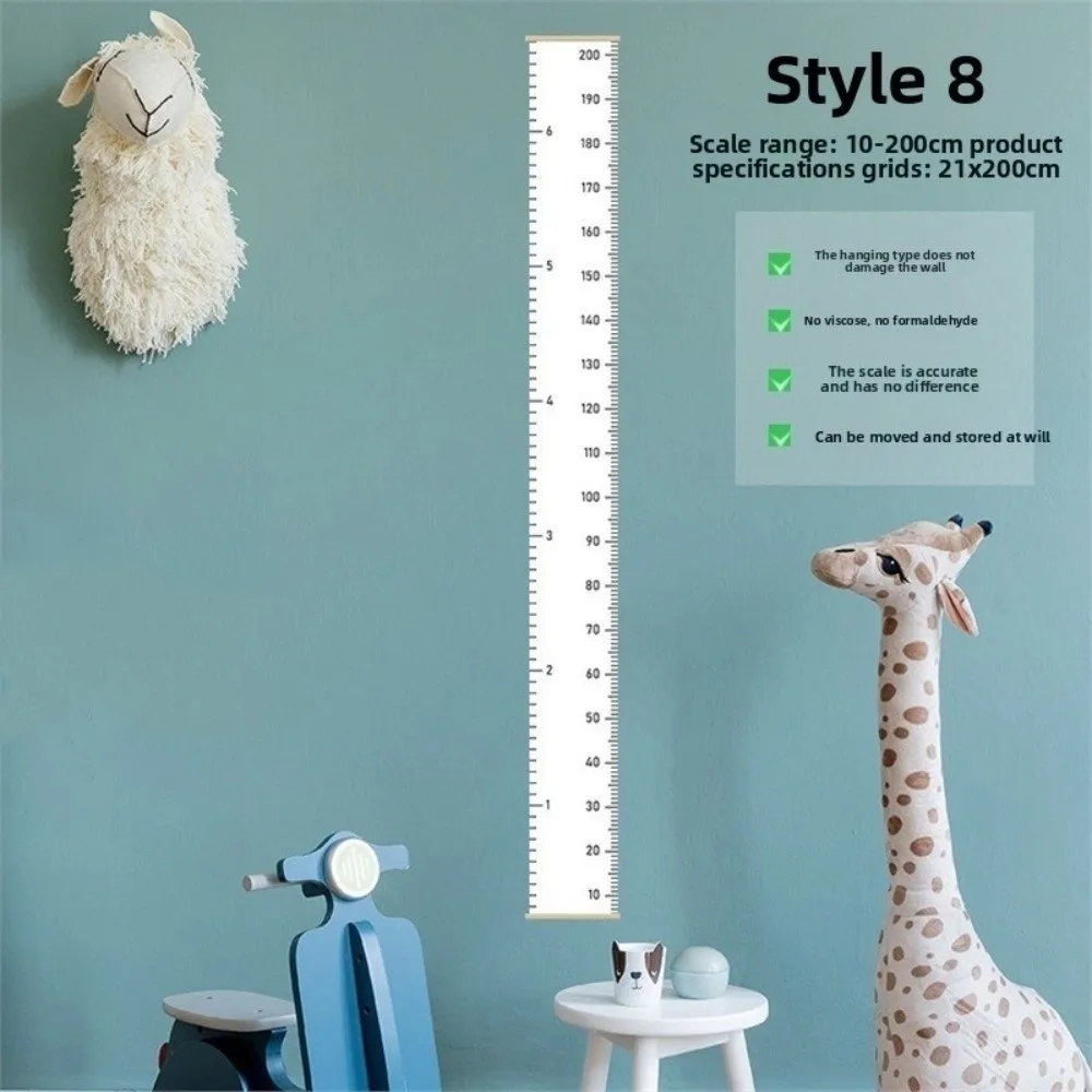 

2M Height Unisex Growth Chart Wall Hanging Catoon Pattern Height Chart Growth Ruler Removable Height Measure Ruler