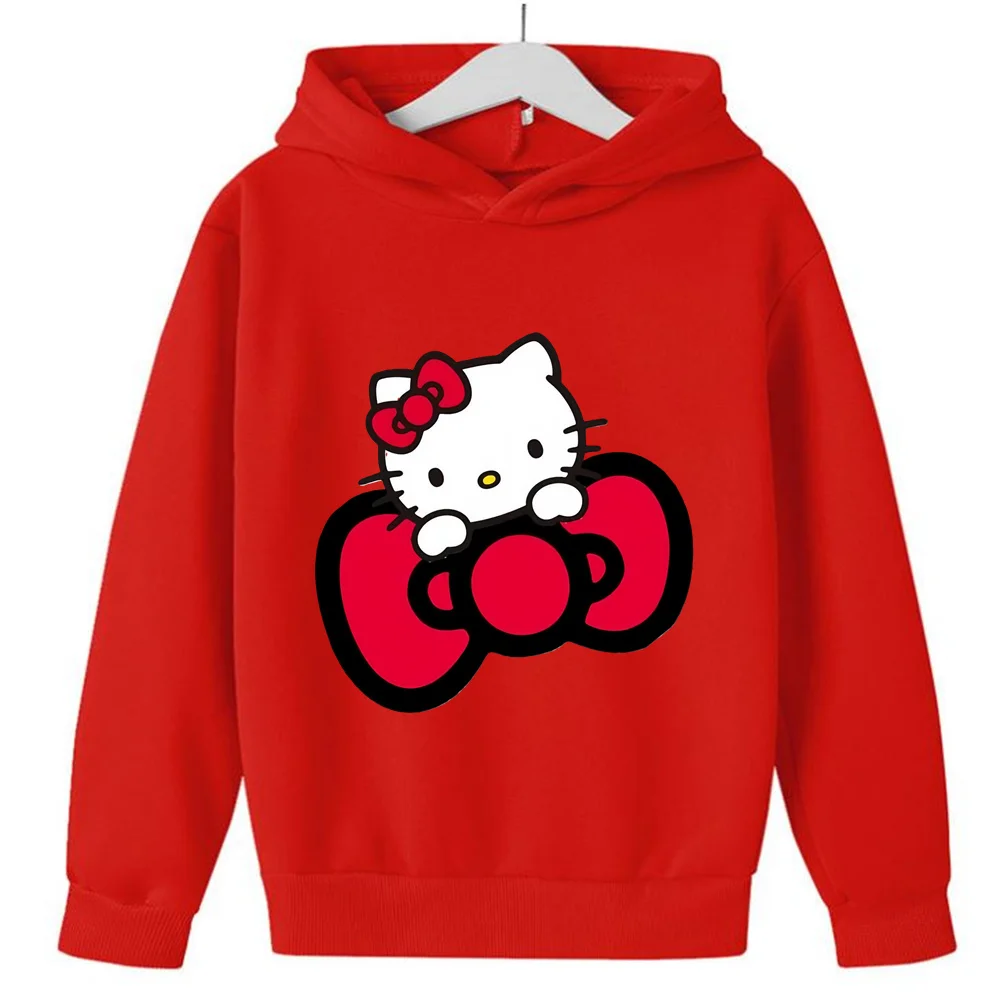 Модная толстовка с капюшоном Hello Kitty, Детский милый Свитшот Sanrio, одежда для манги, детский топ с капюшоном для мальчиков и девочек, аниме