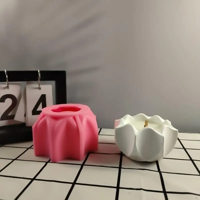 R66A زهرة شمعة حامل قوالب السيليكون قوالب المسبوكات شكل هندسي الشمعدان الراتنج قوالب الحرف اليدوية القالب